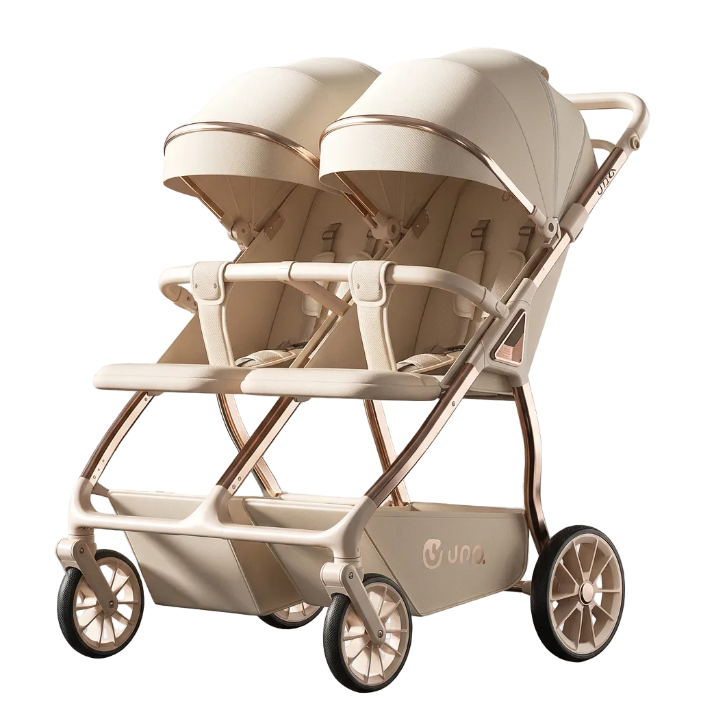 Double Stroller Twin Babies Foldable Four-Wheel Aerospace Aluminum Alloy High-View Portable Multifunctional Camping Stroller