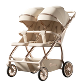 Double Stroller Twin Babies Foldable Four-Wheel Aerospace Aluminum Alloy High-View Portable Multifunctional Camping Stroller
