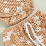 Infant Newborn Baby Girls 3Pcs Summer Outfits, Floral Sleeveless Strap Romper + Shorts + Headband Set 0-18M