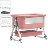 Berceau de chevet portable multifonctionnel et mobile, lit de bébé pliable et réglable en hauteur