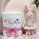 Personalized Baby Blanket Set with Custom Name