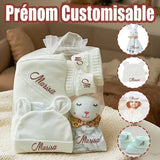 Personalised Baby Gift Set with 4 Pcs Embroidered Name Hooded Towel Accessery for Baby Shower Gift Newborn Holiday Present