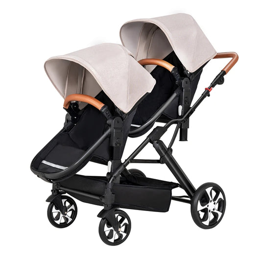 EU STOCK Twins Baby Stroller Can Sit and Lie Double Stroller Shock Absorber Foldable Child Stroller FreeShipping