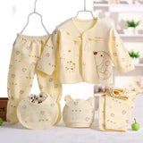 5pcs Newborn Baby 0-3m Clothing Sets Baby Boy Girl Top 2 Pants Hat Bibs Clothes Cotton Cartoon Underwear Infant Breathable Suit - AliExpress 1501