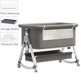 Berceau de chevet portable multifonctionnel et mobile, lit de bébé pliable et réglable en hauteur