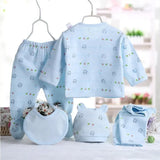 5pcs Newborn Baby 0-3m Clothing Sets Baby Boy Girl Top 2 Pants Hat Bibs Clothes Cotton Cartoon Underwear Infant Breathable Suit - AliExpress 1501