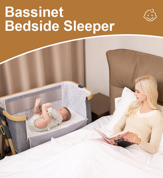 Berceau de chevet portable multifonctionnel et mobile, lit de bébé pliable et réglable en hauteur