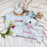 Personalised Baby Gift Set with 4 Pcs Embroidered Name Hooded Towel Accessery for Baby Shower Gift Newborn Holiday Present