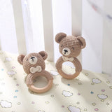 Anneau de Dentition Bébé en Bois Hochet Animal Crochet
