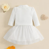 MISOWMNJOY Baby Girl Fall Outfit Spring Fall Long Sleeve Cardigan Coat Flower Embroidery Tulle Tank Dress Toddler 2 Piece Set