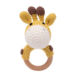Anneau de Dentition Bébé en Bois Hochet Animal Crochet