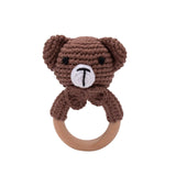 Anneau de Dentition Bébé en Bois Hochet Animal Crochet