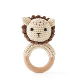Anneau de Dentition Bébé en Bois Hochet Animal Crochet