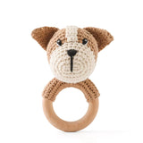 Anneau de Dentition Bébé en Bois Hochet Animal Crochet