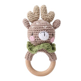 Anneau de Dentition Bébé en Bois Hochet Animal Crochet
