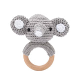 Anneau de Dentition Bébé en Bois Hochet Animal Crochet
