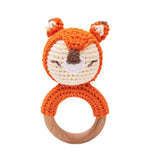 Anneau de Dentition Bébé en Bois Hochet Animal Crochet