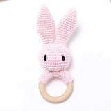 Anneau de Dentition Bébé en Bois Hochet Animal Crochet