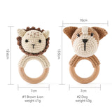 Anneau de Dentition Bébé en Bois Hochet Animal Crochet