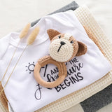 Anneau de Dentition Bébé en Bois Hochet Animal Crochet