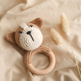 Anneau de Dentition Bébé en Bois Hochet Animal Crochet