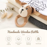 Anneau de Dentition Bébé en Bois Hochet Animal Crochet