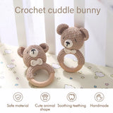 Anneau de Dentition Bébé en Bois Hochet Animal Crochet