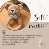 Anneau de Dentition Bébé en Bois Hochet Animal Crochet