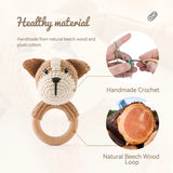Anneau de Dentition Bébé en Bois Hochet Animal Crochet