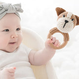 Anneau de Dentition Bébé en Bois Hochet Animal Crochet