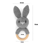 Anneau de Dentition Bébé en Bois Hochet Animal Crochet