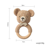 Anneau de Dentition Bébé en Bois Hochet Animal Crochet