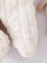 Barboteuse en peluche ours mignon pour nouveau-né, tissu doux texturé, combinaison bébé à manches longues en polaire épaisse et chaude, automne hiver
