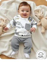SHEIN Ensemble Sweat-shirt à manches longues et pantalon avec motif de dessin animé mignon pour bébé nouveau-né garçon/fille automne/hiver