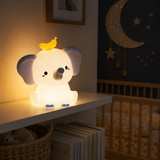 Veilleuse Bébé Éléphant en Silicone Rechargeable